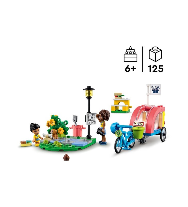 Lego 41738 friends jucărie de construcție cu bicicleta de salvare a câinilor