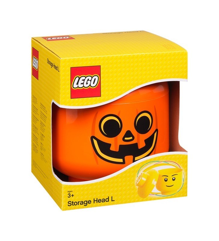 Room copenhaga lego storage head "dovleac", mare, cutie de depozitare (portocaliu/negru)