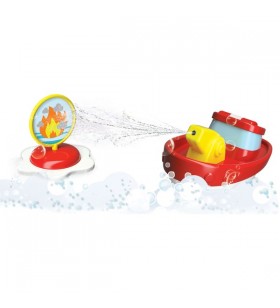 Barcă de pompieri bburago bb junior cu seringă și jucărie cu apă țintă