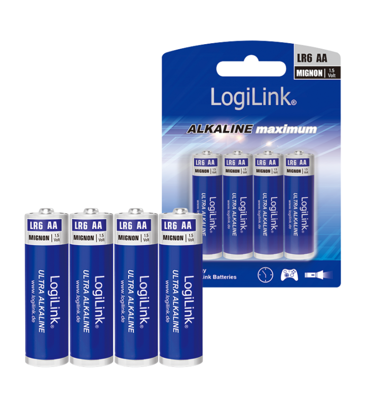 Logilink lr6b4 logilink - ultra power aa alkaline batteries, lr6, mignon, 1.5v, 4pcs