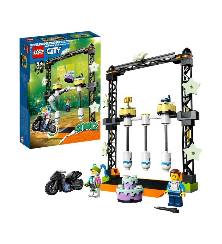 Jucărie de construcție lego 60341 city stuntz knockdown challenge (inclusiv minifigurină cu motocicleta și cascadorii)
