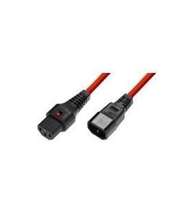 Asm iec-pc1387 power cable, male c14 plug, h05vv-f 3 x 1.00mm2 to c13 iec lock 3m red