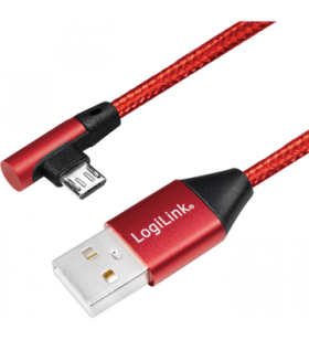 Logilink cu0150 logilink - usb 2.0 to micro-usb (90° angled) male, red, 1m
