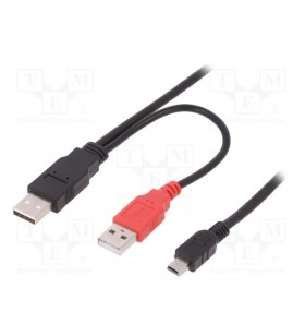 Cable usb 2.0 usb a plug x2,usb b mini plug nickel plated 1m