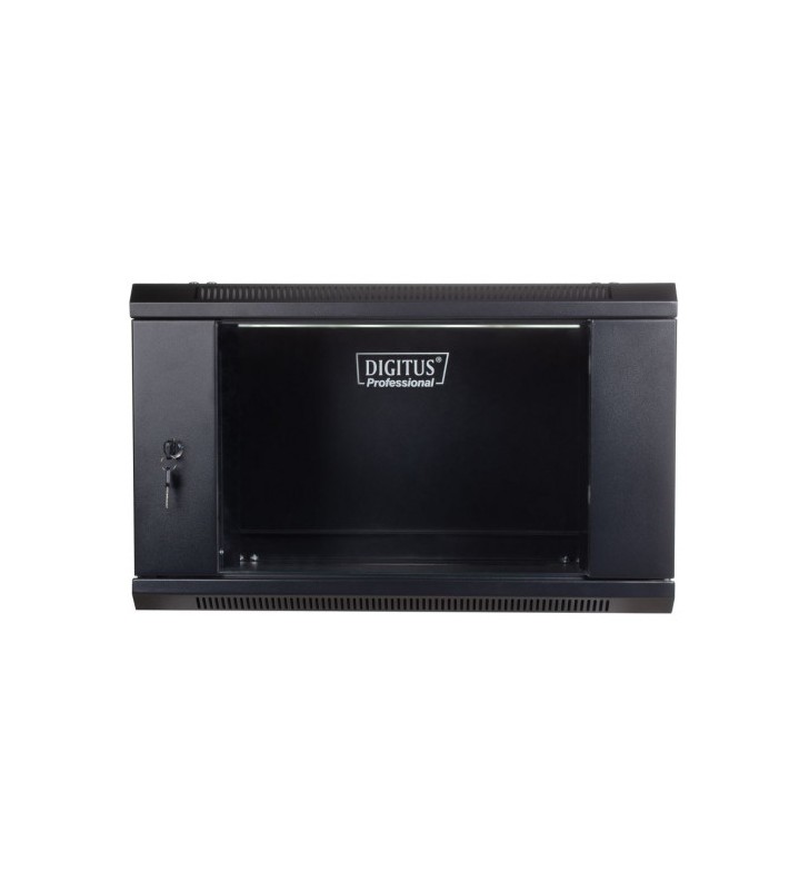 Digitus dn-wu19 06u/450/b digitus wall mount cabinet 19 6u 368/600/450mm, glass door, black, unmounted
