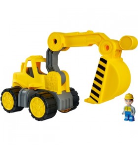 Excavator big power-worker + figurină, vehicul de jucărie (galben gri)