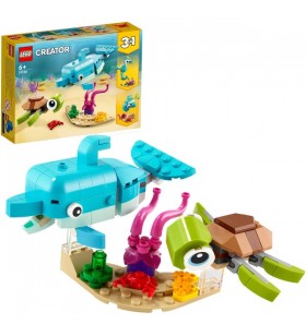 Jucărie de construcție lego 31128 creator 3 în 1 cu delfini și broaște țestoase (căluți de mare, pești, figuri de creaturi marine)