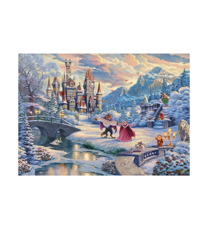 Schmidt spiele thomas kinkade studios: disney - frumoasa și bestia, seara magică de iarnă (ediție limitată de crăciun, 1000 de bucăți)
