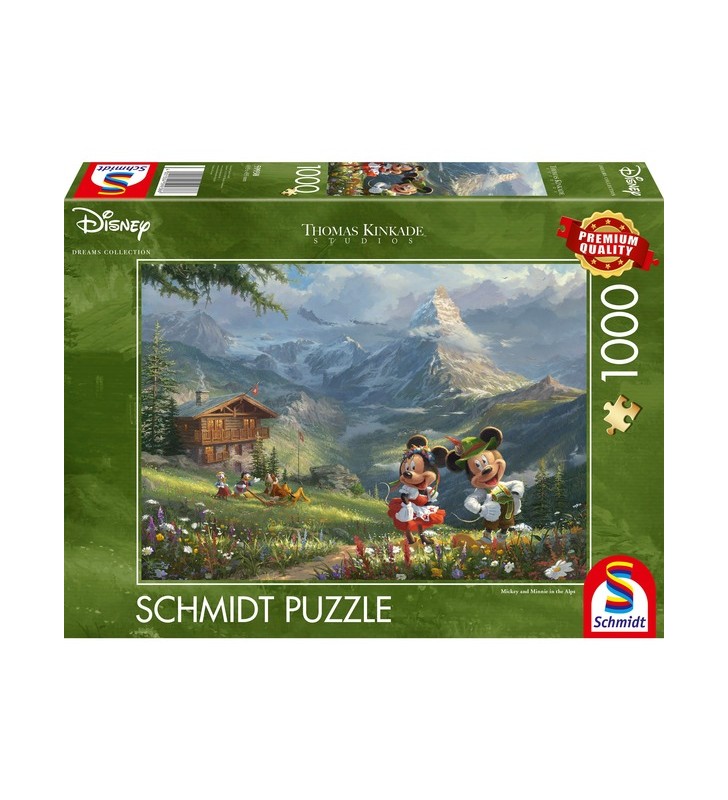 Jocuri schmidt thomas kinkade studios: disney - mickey și minnie în alpi, puzzle (1000 bucăți)