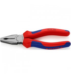 KNIPEX combination pliers 03 02 160 (blue, serrated gripping surfaces, bevelled edges)