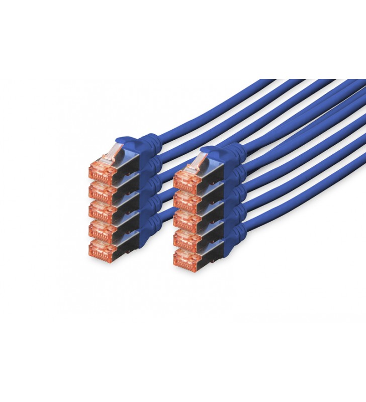 Cat 6 s-ftp patch cord, cu, lszh awg 27/7, length 3 m, 10 pieces, color blue