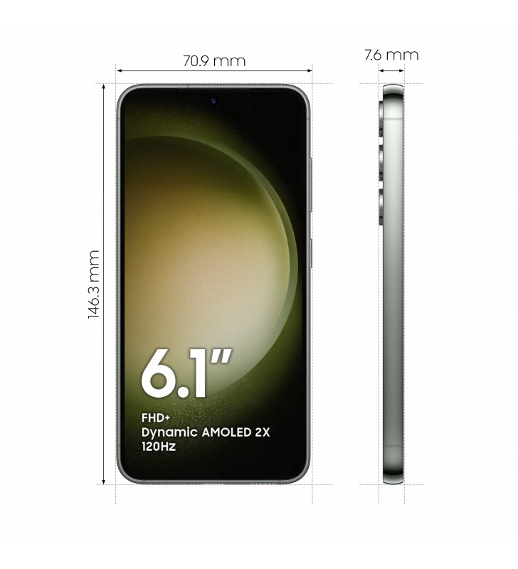 Samsung galaxy s23 sm-s911b 15,5 cm (6.1") dual sim android 13 5g usb tip-c 8 giga bites 128 giga bites 3900 mah verde