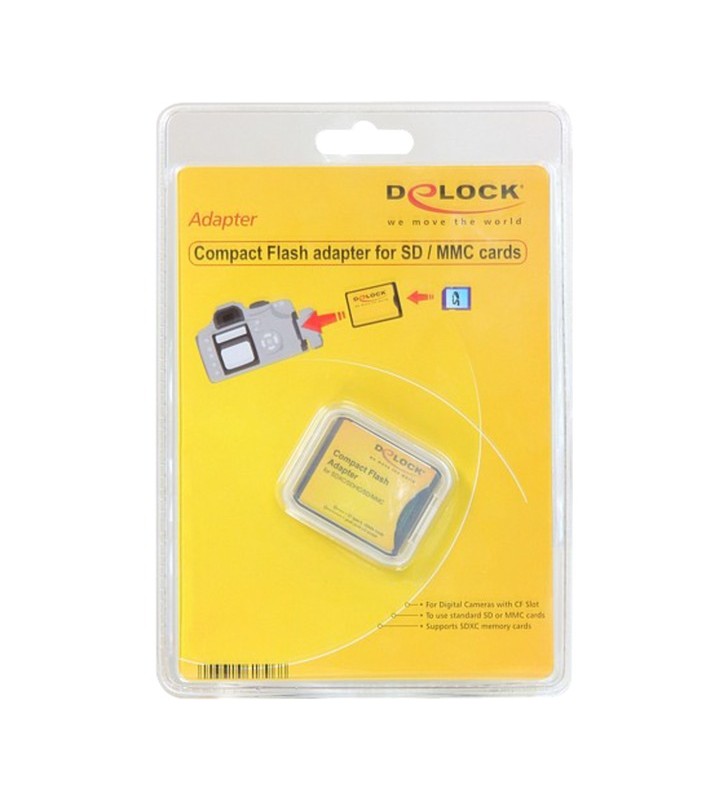 Adaptor compact flash delock pentru sd / mmc, cititor de carduri (galben închis)
