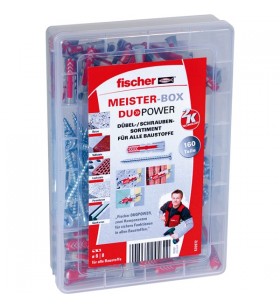 Fischer master box duopower + șurub, diblu (gri deschis/rosu, 160 bucati)