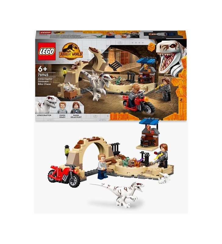 Jucărie de construcție lego 76945 jurassic world atrociraptor goare cu motociclete