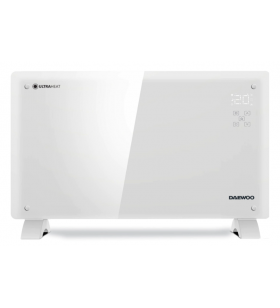 Convector electric smart daewoo, putere 2000 w, suprafata incalzire sticla, conectare wifi compatibil cu android si ios, touch control, design compact, display led, timer, lungime cablu 1.7 metri