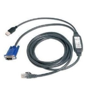 Vertiv avocent usb integrated access cable, 10 ft. with usb type a, hd-15-male, rj-45-male connectors (usbiac-10)
