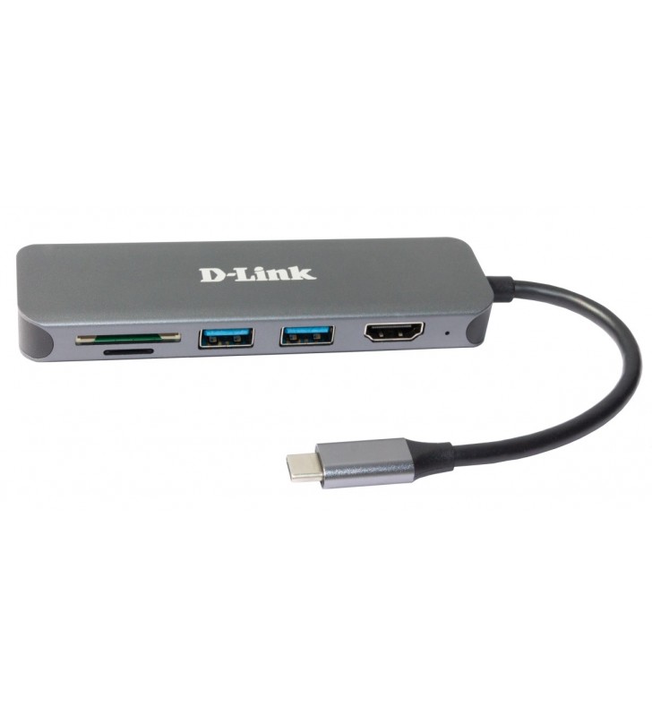 D-link dub-2327 stații de andocare și replicatoare de porturi pentru calculatoare portabile prin cablu usb tip-c gri