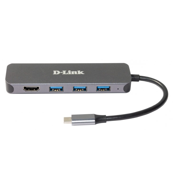 D-link dub-2333 stații de andocare și replicatoare de porturi pentru calculatoare portabile prin cablu usb tip-c gri
