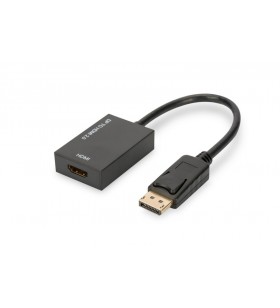 Displayport adapter cable, dp - hdmi type a m/f, 0.2m, w/lock, hdmi 2.0, act., ce, gold, bl