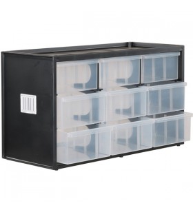 Magazin de piese mici stanley 1-93-978, cutie de scule (negru/transparent, 9 sertare)