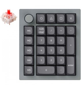 Keychron Q0+, tastatură numerică (gri, Gateron G Pro Red, hot swap, cadru de aluminiu, RGB, buton)