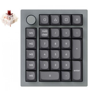Keychron Q0+, tastatură numerică (gri, Gateron G Pro Brown, hot swap, cadru de aluminiu, RGB, buton)