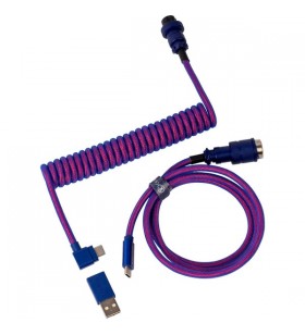 Cablu de aviator în spirală keychron usb 3.2 gen 1 premium, usb-c tată - usb-c tată (violet, 1,08 metri, conector înclinat)
