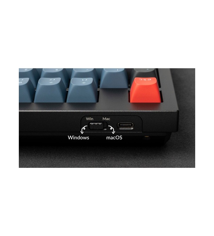 Buton keychron q5, tastatură pentru jocuri (negru/albastru-gri, aspect de, gateron g pro red, hot-swap, cadru din aluminiu, rgb)