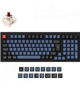 Q5 knob, gaming-tastatur buton keychron q5, tastatură pentru jocuri (negru/albastru-gri, aspect de, gateron g pro maro, hot-swap, cadru din aluminiu, rgb)