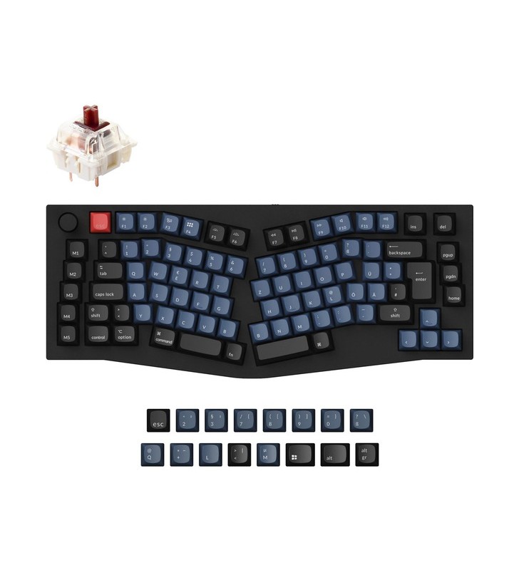 Keychron q10, tastatură pentru jocuri (negru/albastru-gri, aspect de, gateron g pro brown, aspect alice, hot-swap, cadru de aluminiu, rgb)