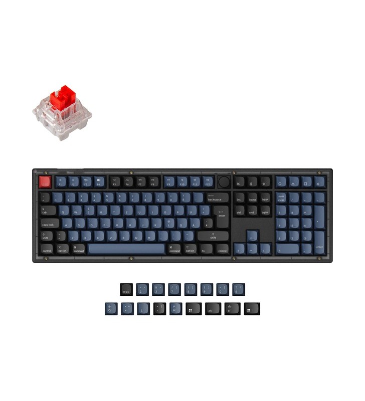 Tastatură pentru jocuri keychron v6 (negru/albastru-gri, aspect de, keychron k pro red, hot-swap, rgb)
