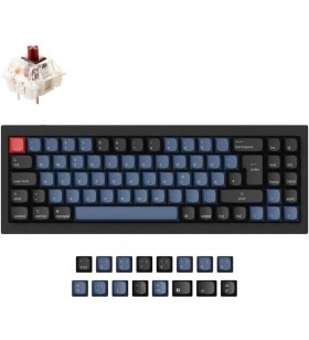 Keychron q7, tastatură pentru jocuri (negru/albastru-gri, aspect de, gateron g pro maro, hot-swap, cadru din aluminiu, rgb)