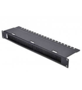 Digitus 1u cable management panel with 30x400 mm brush 480x120 mm cable fixing tray, black (ral 9005)