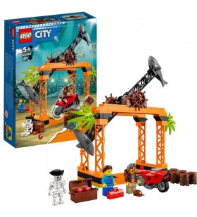 Jucărie de construcție lego 60342 city stuntz atacul cu rechinii provocarea cascadorii (inclusiv minifigurină cu motocicleta și cascadorii)