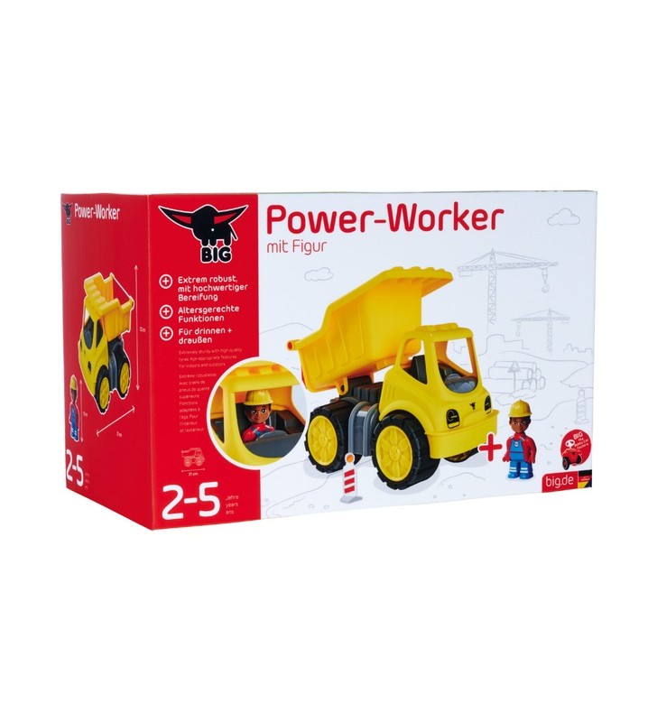 Big power worker basculant + figurină, vehicul de jucărie (galben gri)