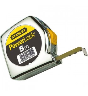 Bandă de măsurare stanley powerlock, 5 metri (galben/crom, 25 mm, carcasă din plastic)