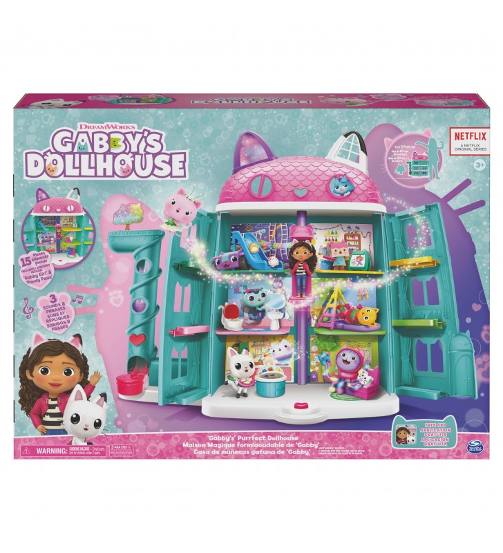 Gabby's dollhouse purrfect dollhouse with 2 toy figures căsuțe pentru păpuși