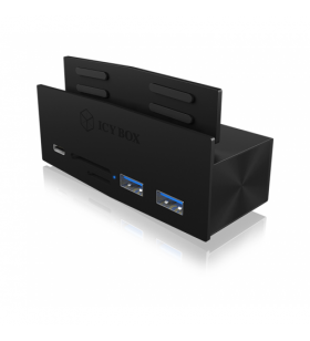 Icybox ib-hub1408-cr icybox clamp hub 5x usb 3.0, cardreader, attached to flat monitor up to 32mm