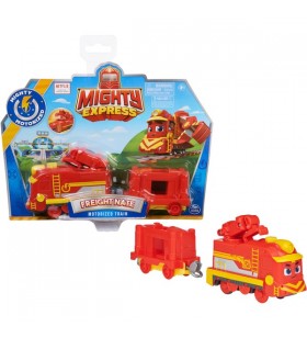 Tren de marfă motorizat spin master mighty express nick cu mașină de jucărie cu vagon (roșu / galben)