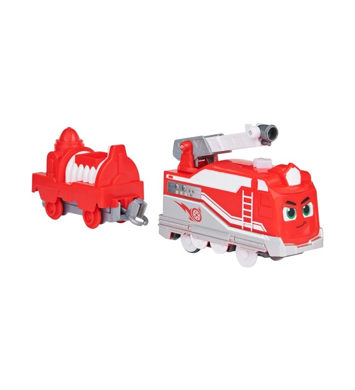 Spin master mighty express tren motorizat red rescuer toy vehicle (rosu/alb, cu vagon de marfa)