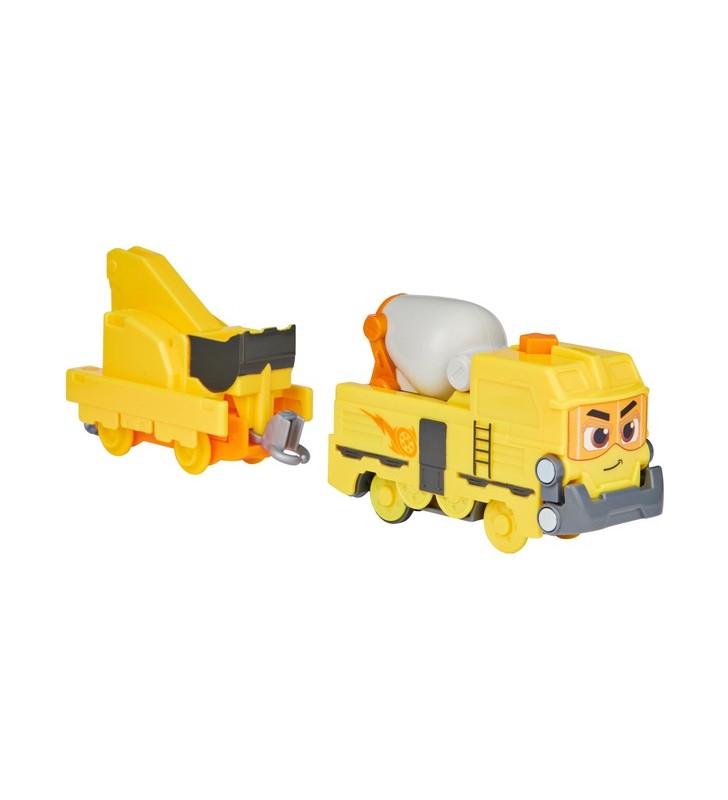 Trenul motorizat spin master mighty express build-it bruno cu vehicul de jucărie boxcar (galben gri)