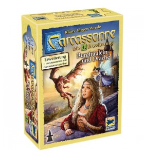Asmodee carcassonne - damsels and dragon, joc de societate (a treia extindere)