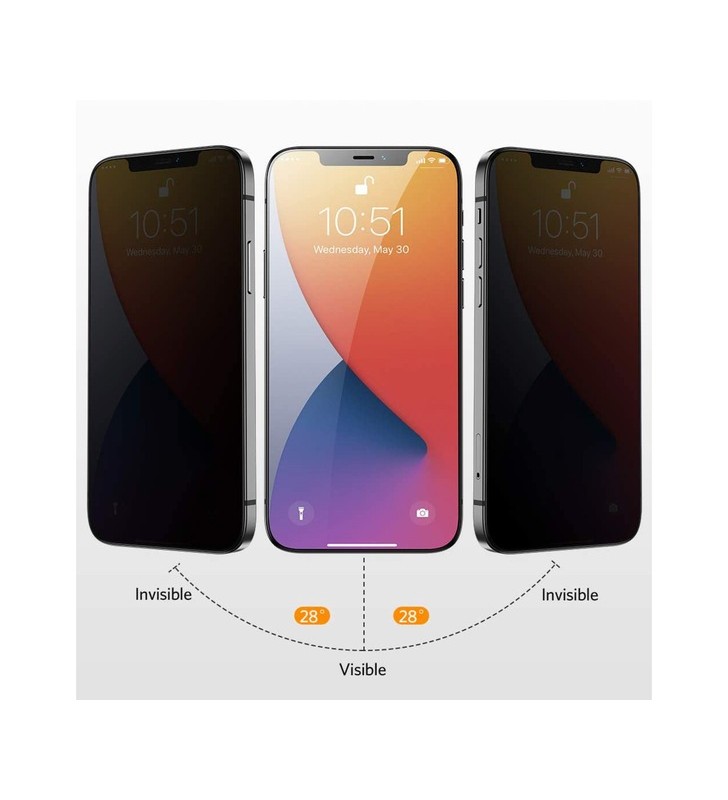 Nevox nevoglass 3d privacy, folie de protecție (transparent, iphone 14 pro, max)