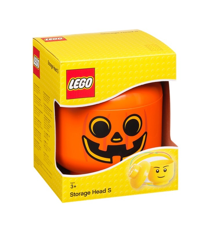 Room copenhaga lego storage head "dovleac", mic, cutie de depozitare (portocaliu/negru)