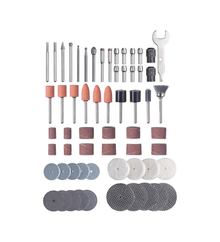 Set de accesorii einhell pentru scule de șlefuit și gravat, materiale de șlefuit/lustruit (61 bucăți)