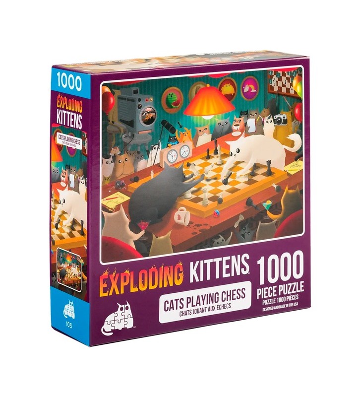 Asmodee puzzle exploding kittens - pisici care joacă șah (1000 bucăți)