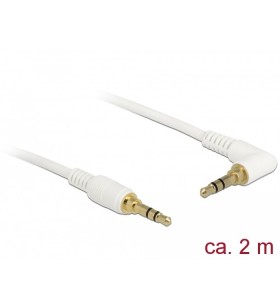 Cablu delock jack stereo 3,5 mm 3 pini tată - tată înclinat 2 m alb