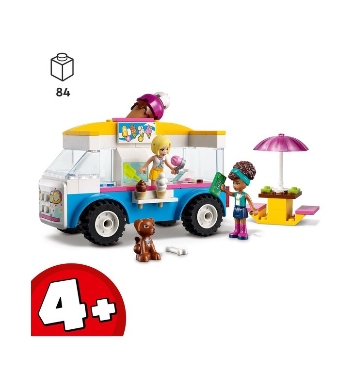 Jucărie de construcție lego friends 41715 camion cu înghețată (include vehicul și 2 minifigurine friends)