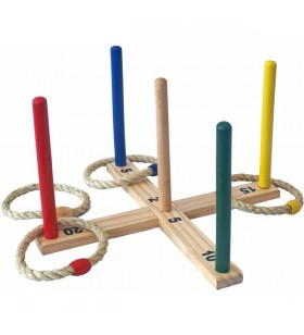 Schildkröt joc de aruncare a inelului, echipament de joacă pentru grădină (multicolor/lemn)